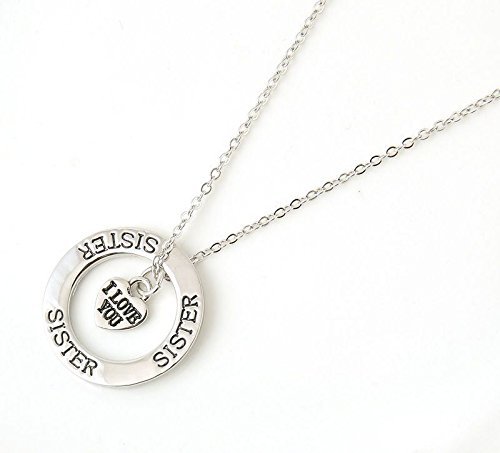 Hot!Family'Sister,I Love You'Silver Pendant With Heart Gift Necklace Chain Charm N3