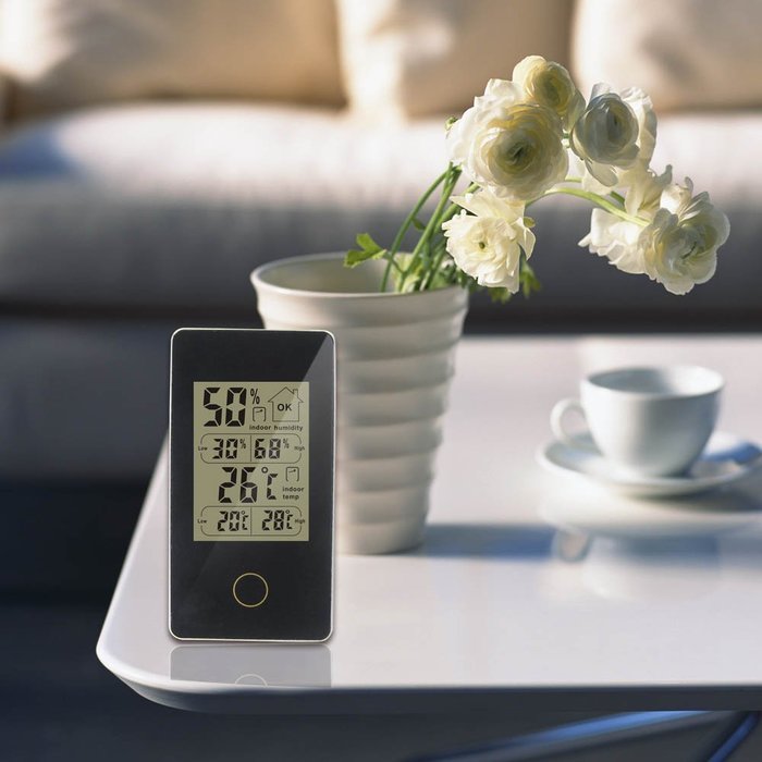 DYKIE RS8428B5-BK Indoor Thermometer Hygrometer Monitor Black N3