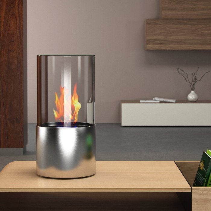 Moda Flame Lit Table Top Firepit Bio-ethanol Fireplace in Stainless Steel N7