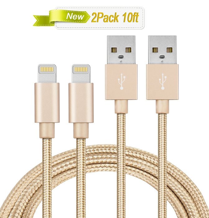 iPhone Charging Wire, MarchPower 2 Pack 10ft Extra Long Nylon Braided USB Cord Charging Cable For iPhone SE 6s... N2