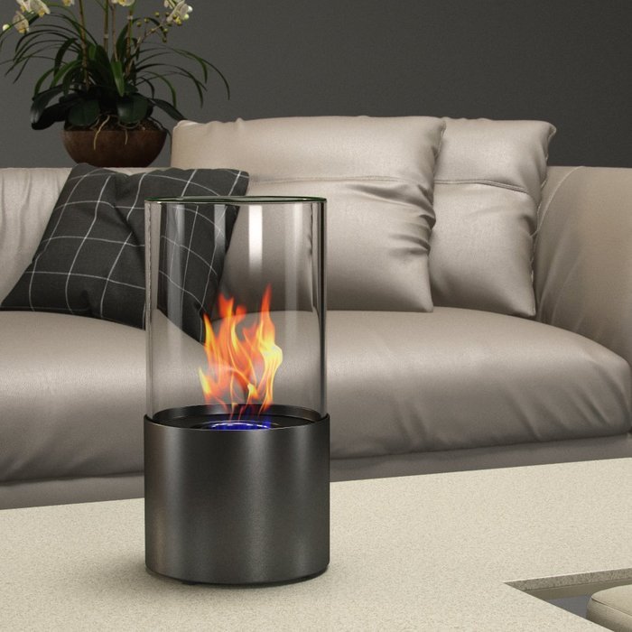 Moda Flame Lit Table Top Firepit Bio-ethanol Fireplace in Stainless Steel N8