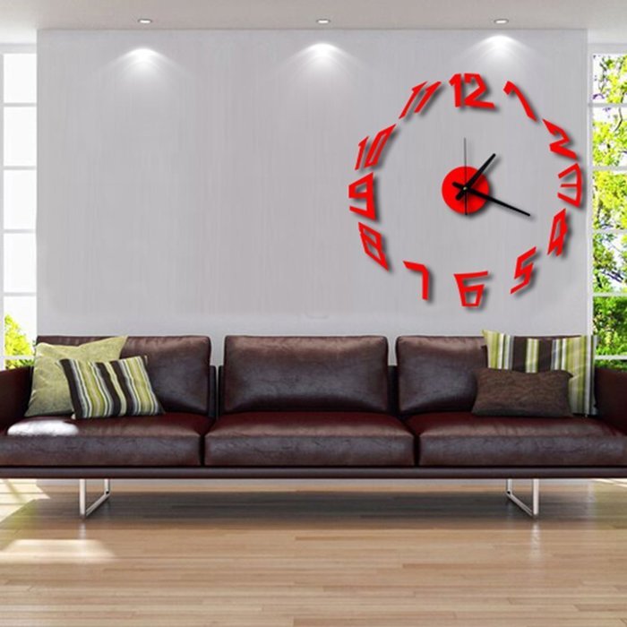 MuLuo Creative Numbers Wall Clock DIY Acrylic Wall Stickers Watches Home Decor Clock Four colors silver