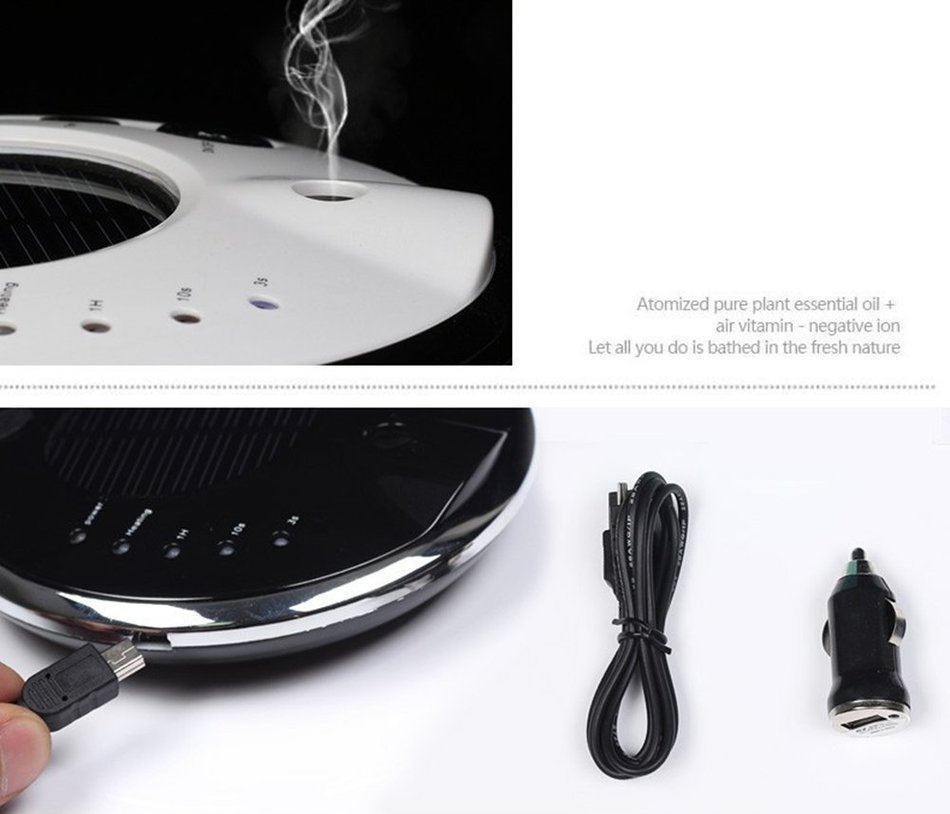 Deli Solar Car Air Purifier, Negative Anion Humidifier, USB Rechargeable Ozone Ionizer, Car Air Freshener Oxygen... N5