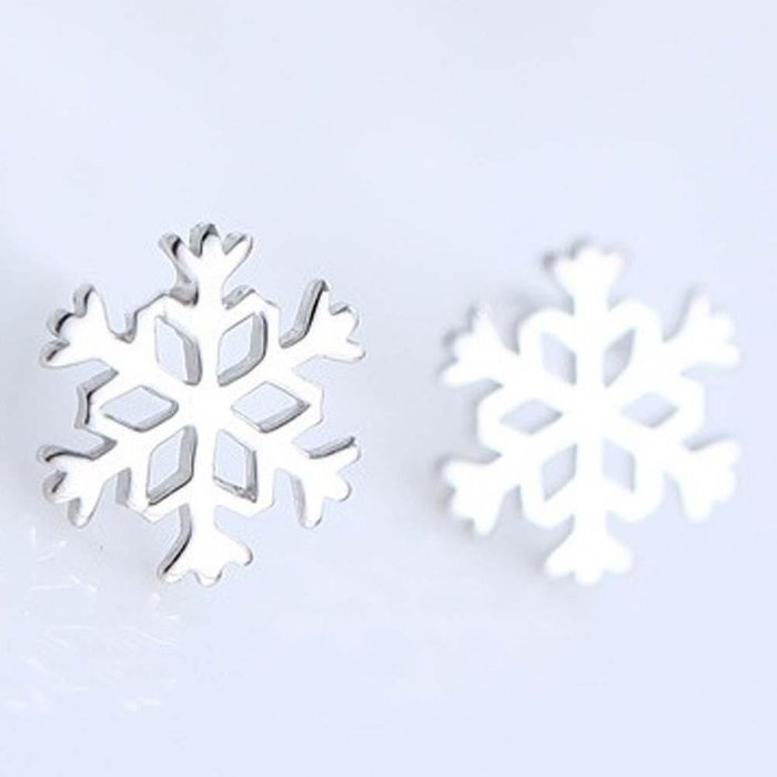 Women Fashion 925 Sterling Silver Snowflakes Stud Earrings Jewelry Xmas Gifts AD N5