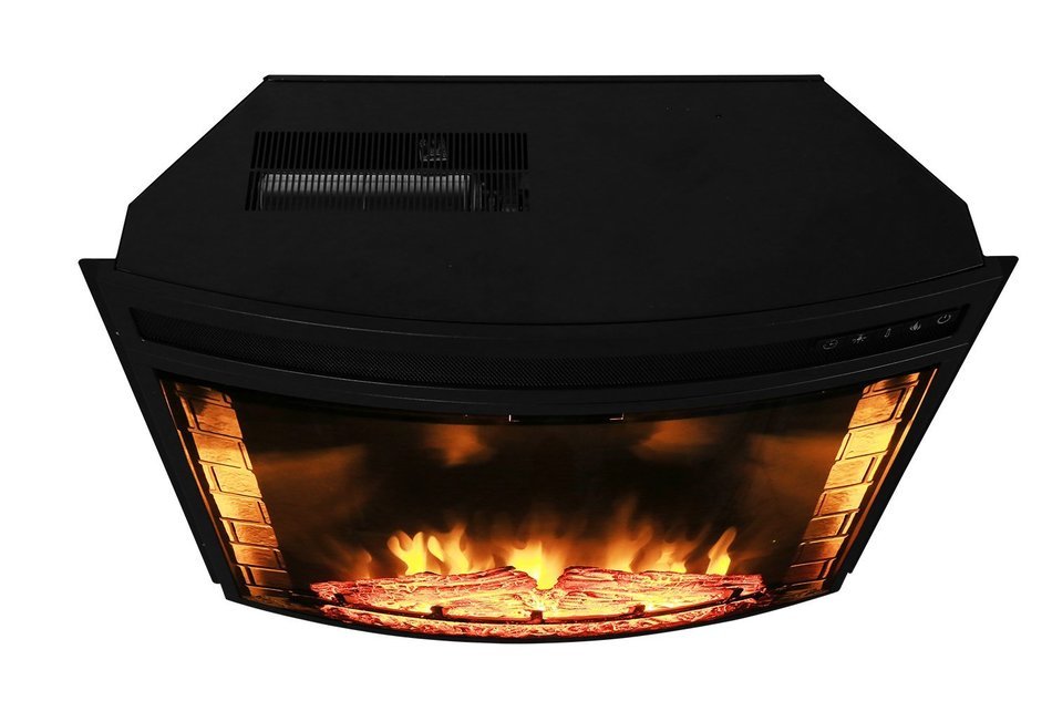 AKDY 28" Black Electric Firebox Fireplace Heater Insert Curve Glass Panel W/Remote Azfl-EF06-28r N2