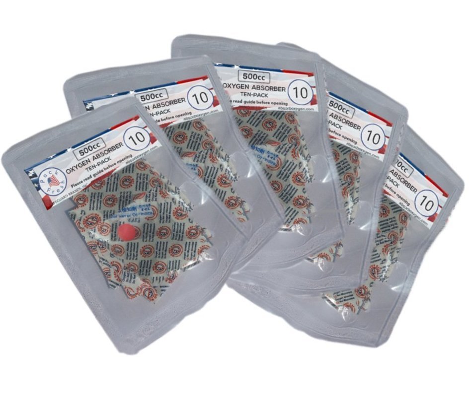 500cc Oxygen Absorbers in 10-packs (1 x 10-Pack) with PackFreshUSA(&trade;) LTFS Guide N3