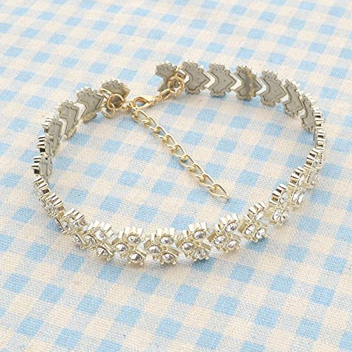 Choker Women Punk Lucky Grass Necklace Plastic Gold Silver Rhinestone Party N2