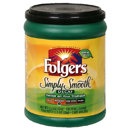 Folgers Simply Smooth Decaffeinated Ground Coffee, 11.5 Ounce (Pack of 6)