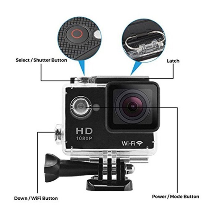 Mini WiFi Portable Action Sports Camera, 2.0 Inch LCD Screen 1080P HD 12Mp Video PC Camera 170&deg; Wide Angle Lens...