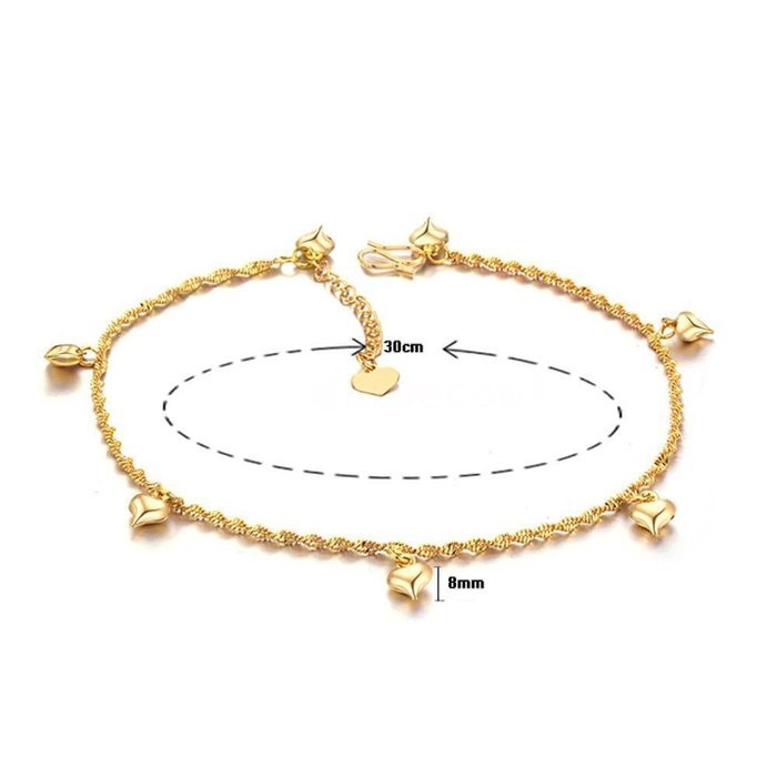 Sexy Gold Love Heart Chain Anklet Foot Ankle Bracelet Barefoot Sandal Beach V4Q2 N2