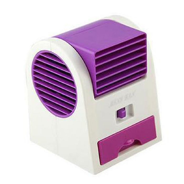 Doinshop New Fan Portable Desktop Dual Bladeless USB Air Conditioner Mini (blue) N3