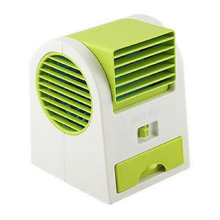 Doinshop New Fan Portable Desktop Dual Bladeless USB Air Conditioner Mini (blue) N4
