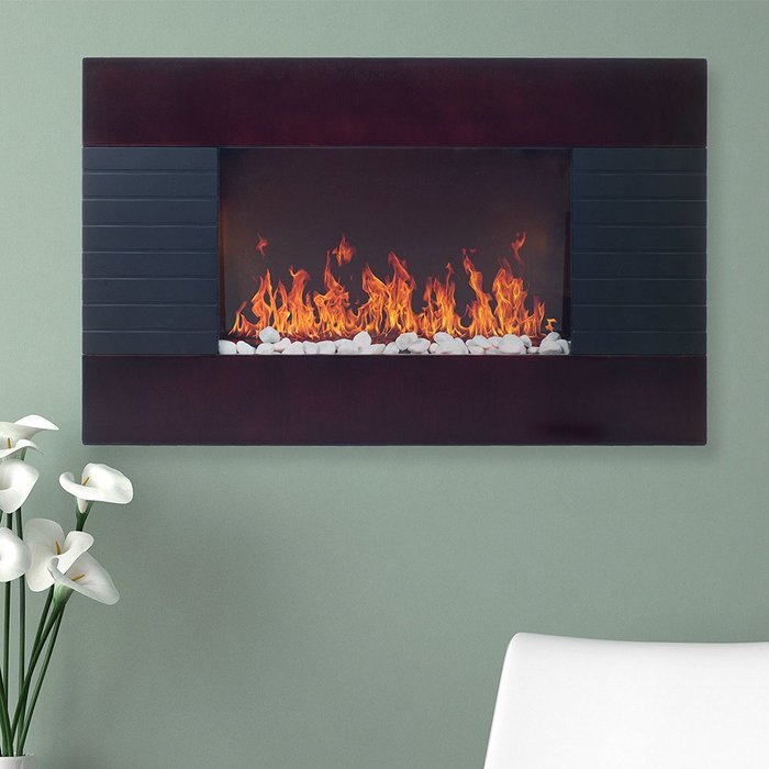 New Christmas Gift Wall Mounted Fireplace Electric Adjustable Heater Heat 1500w Glass Remote Led Tempered Large...