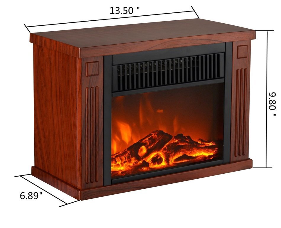 3G Plus 14" Mini Electric Fireplace Hearth Portable Heater Log Fuel Effect, 1000 Watt&mdash;Black N5
