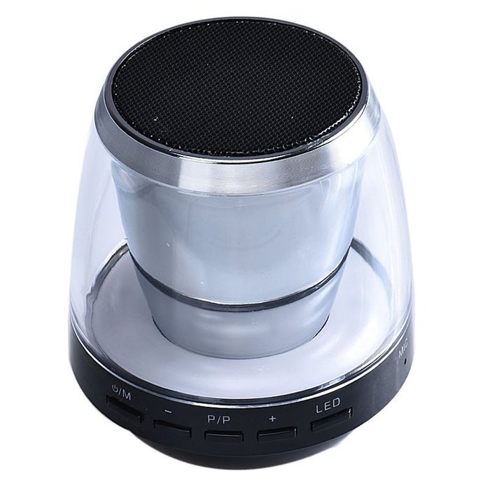 DDLBiz Portable Cylinder LED Bluetooth Speaker Card USB For iPod iPhones PC Black