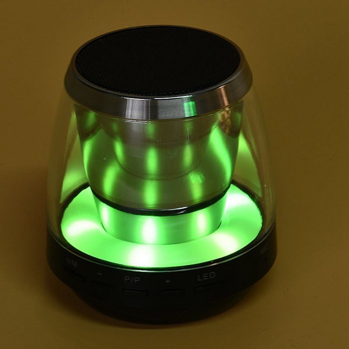 DDLBiz Portable Cylinder LED Bluetooth Speaker Card USB For iPod iPhones PC Black N2