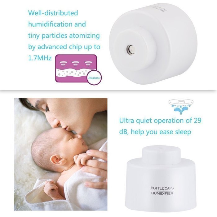 Mini Cool Mist Humidifier, IMZ Portable [Bottle Cap Design] Ultrasonic Diffuser Night Light Air Purifier, Flexible... N3