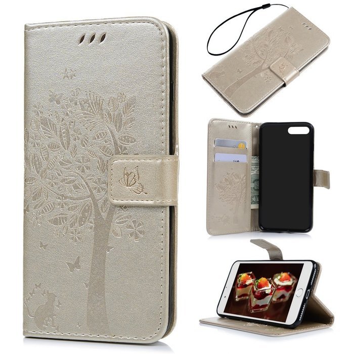 iPhone 7 Plus Case (5.5 inch) - Wallet Flip Folio Stand Case Embossed Flower Tree PU Leather Case Shockproof Soft... N79