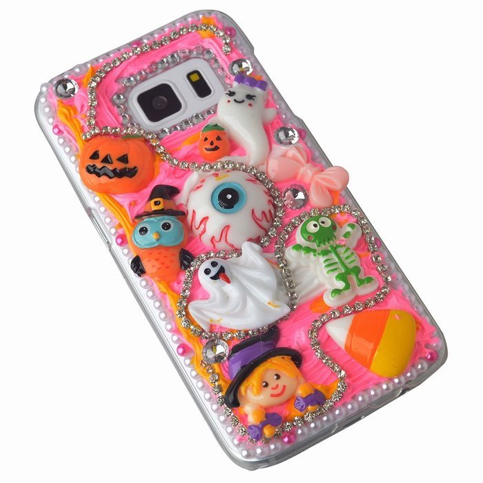 Spritech(TM) 3D Handmade Crystal Phone Case for Samsung Galaxy S6 Edge,Helloween Style Monster Pumpkin Design...