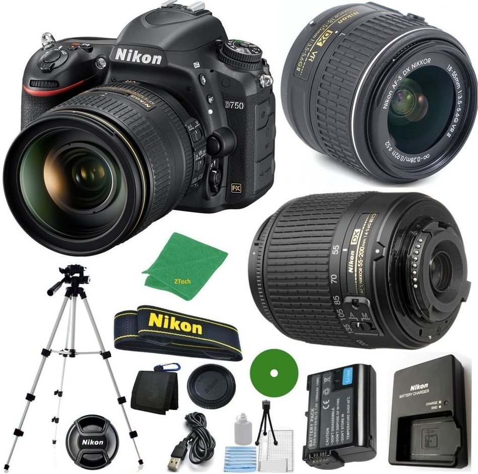 Nikon D750 - International Version (No Warranty), 18-55mm f/3.5-5.6 DX VR, Nikon 55-200mm f4-5.6G ED DX Nikkor...