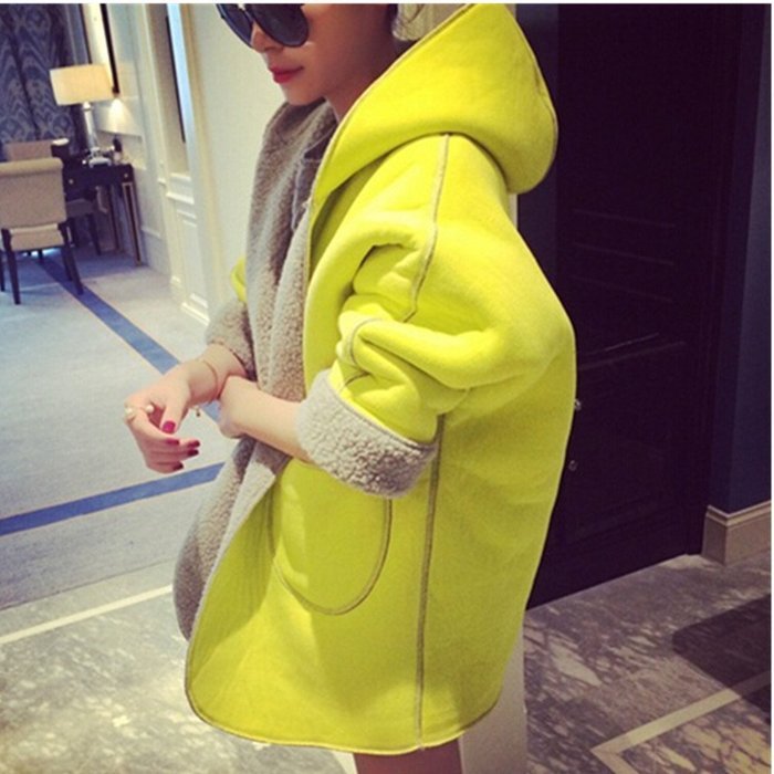 Spritech(TM) Fashion Women's Lambs Wool Lined Warm Coats Nine Point Sleeve Warm Jacket Outwear Winter Green XL N5