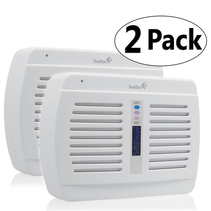 Ivation Reusable Silica Gel Wireless Mini Dehumidifier 2-Pack - Suited for Smaller Rooms, Walk-In Closets, Boats... N7