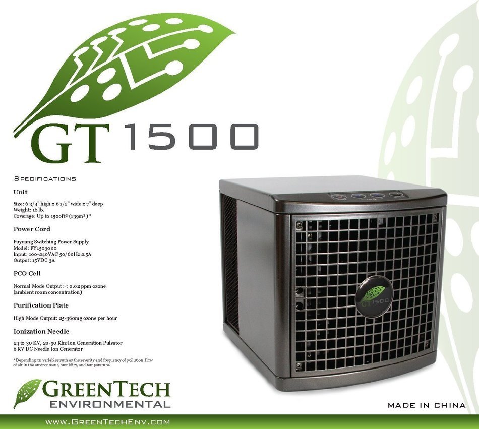 GT1500 Professional-Grade Whole House Junior Ionic Air Purifier N3