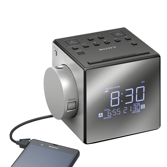 Sony Projector Dual Alarm Clock with Extendable Snooze, 5 Different Nature Sounds, AM/FM Radio, Built-in Calendar...