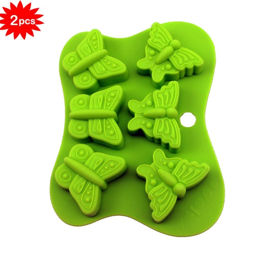 Fondant Molds,6 Butterfly Silicone Cake Baking Mold Nonstick Flower