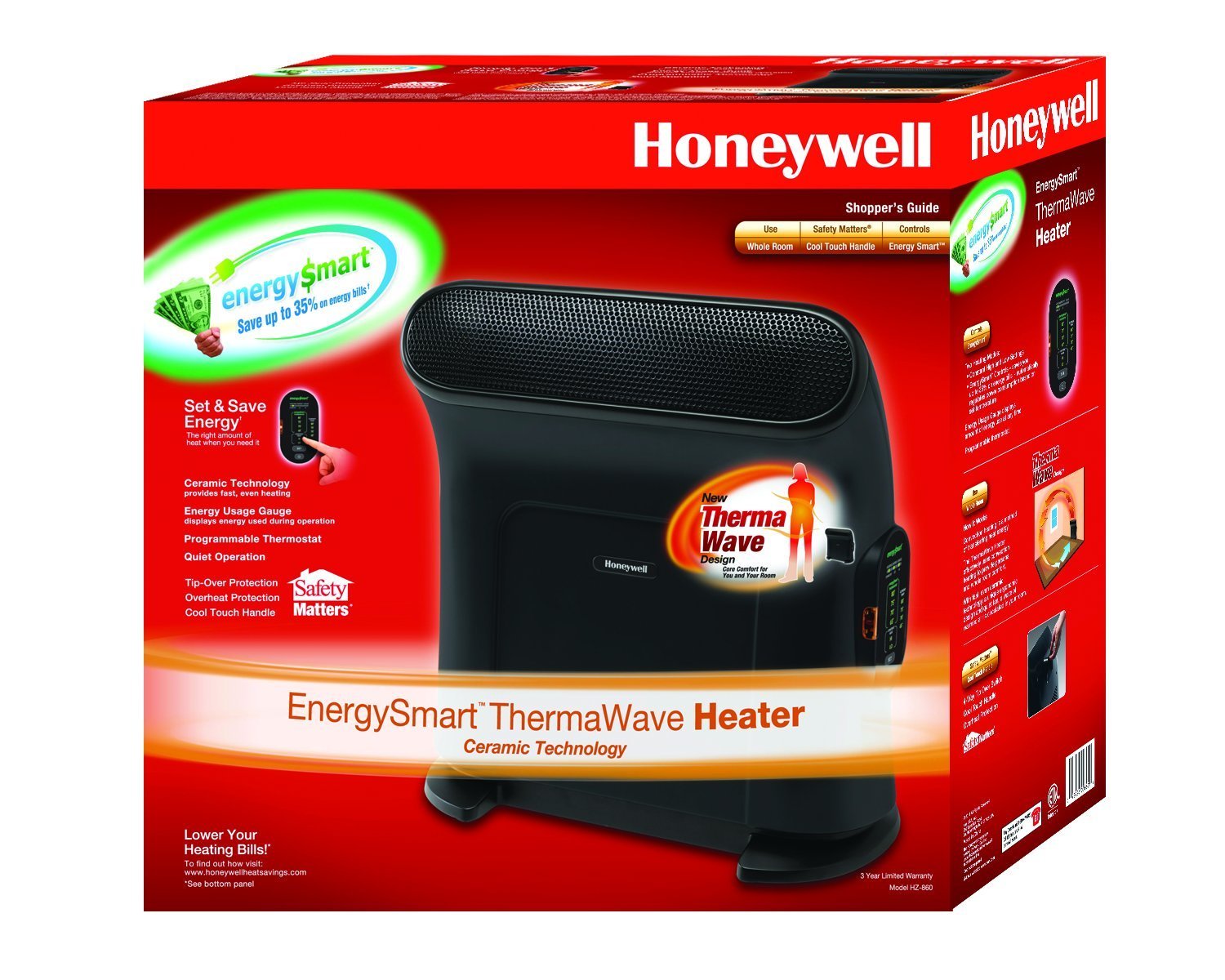Honeywell EnergySmart Thermawave Ceramic Heater, HZ860 N2 free image