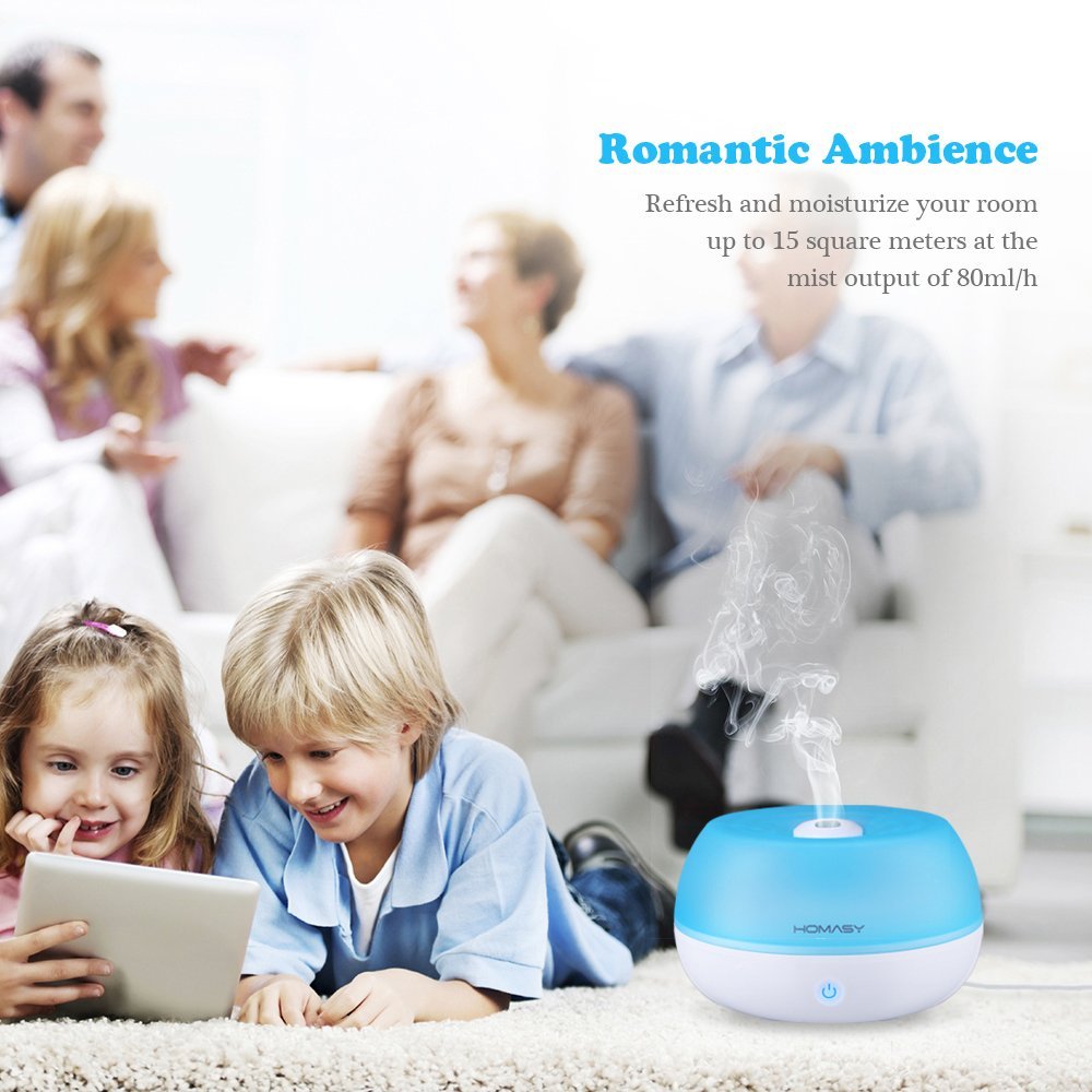 Homasy 800ml Ultrasonic Cool Mist Humidifier, One Touch Button Control ...