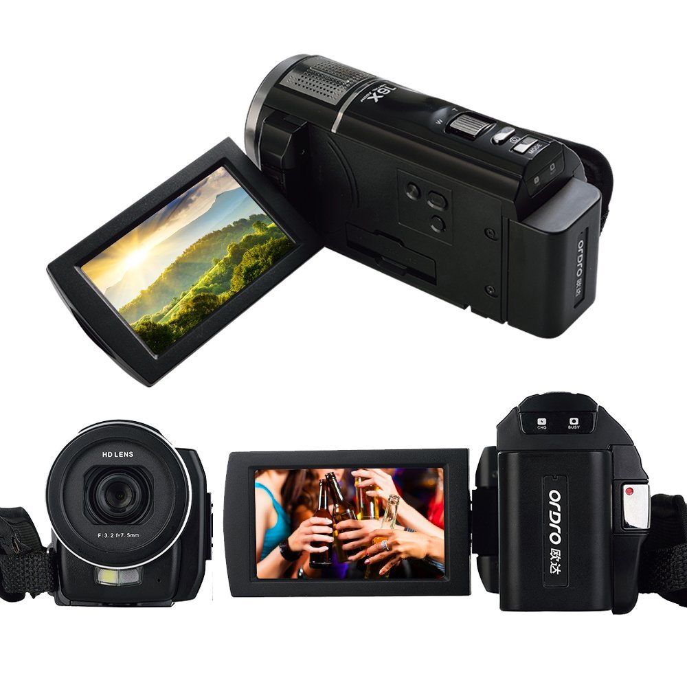 Ordro FHD 1080P 30fps Camcorder 24MP Resolution 3" Rotation Touchscreen ...