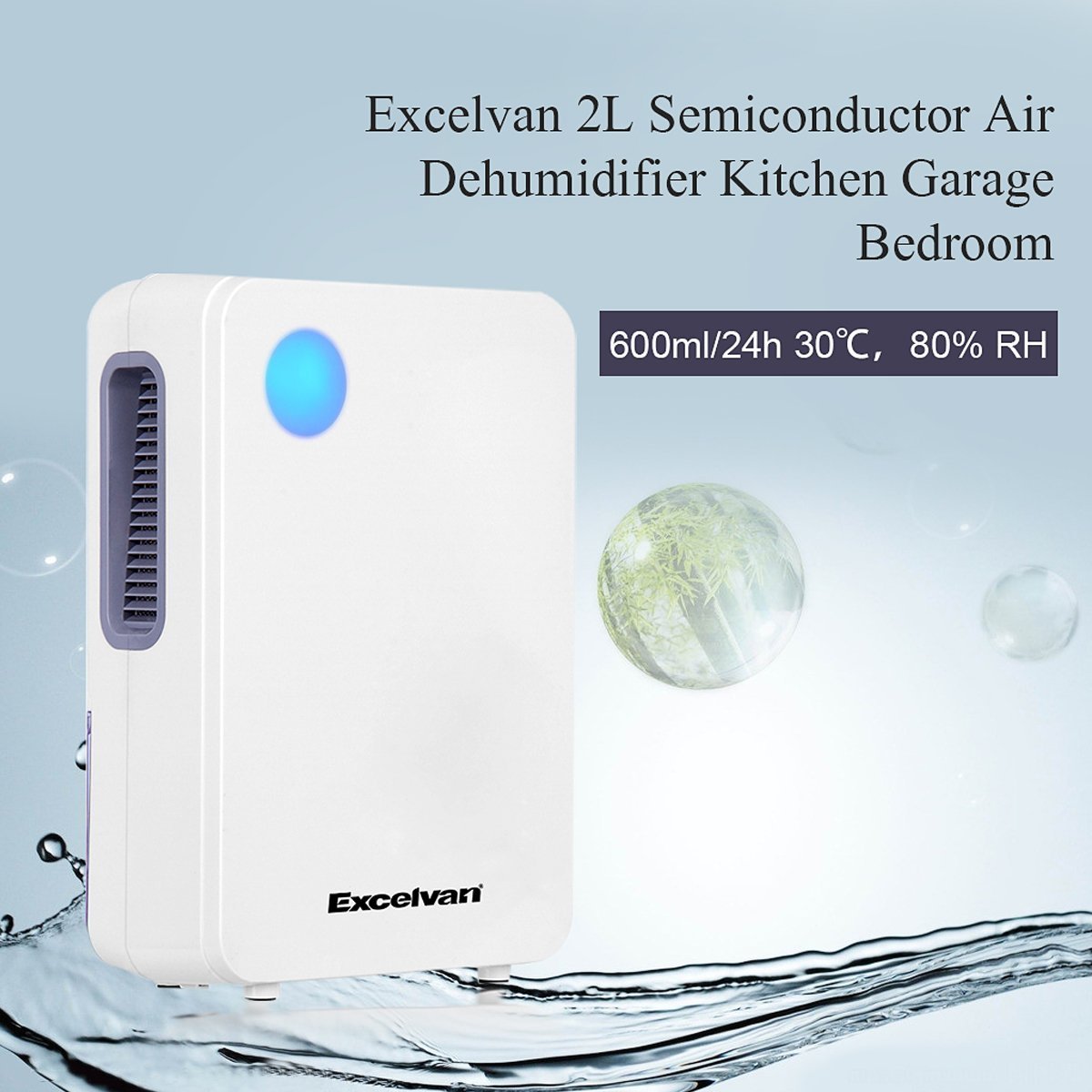 Excelvan 2L Portable Semiconductor Air Dehumidifier Ultra-low Noise ...