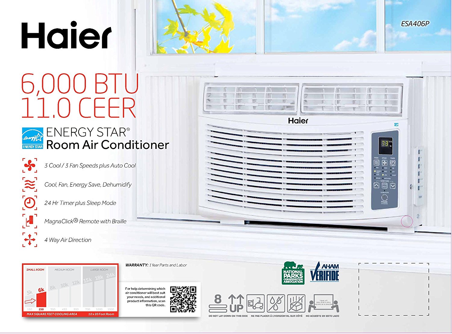 Haier ESA406P Energy Star Window Air Conditioner, 6000 BTU N5 free