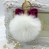 AutumnFall&reg; Fluffy Faux Rabbit Fur Ball Charm Car Keychain Handbag Key Ring (# 14) N14