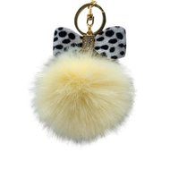 AutumnFall&reg; Fluffy Faux Rabbit Fur Ball Charm Car Keychain Handbag Key Ring (# 14) N17