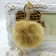 AutumnFall&reg; Fluffy Faux Rabbit Fur Ball Charm Car Keychain Handbag Key Ring (# 14) N18