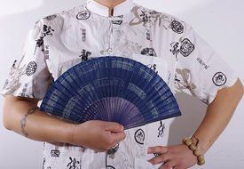 Salutto Hand Fan with Beautiful Fabric Printed (Grey Totem) N8