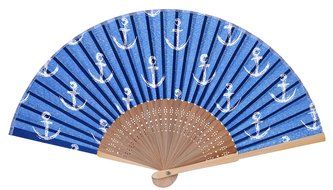 Salutto Hand Fan with Beautiful Fabric Printed (Grey Totem) N9