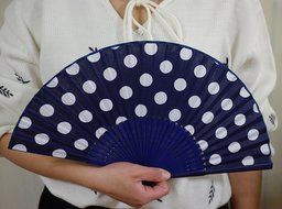 Salutto Hand Fan with Beautiful Fabric Printed (Grey Totem) N10