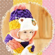 Baby Toddler Winter Beanie Warm Hat Hooded Scarf Earflap Knitted Cap Girls Boys N6