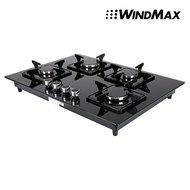 Euro Style 28" Black Glass 4 Burner Built-In Stove NG Natural Gas Cooktop Cooker N6