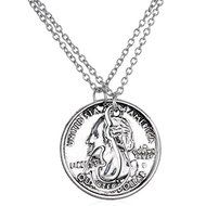 Jewelry 2PC Franklin Half Dollar Pair hook Coin Retro Necklace Pendant Charm Men N6