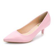 Yaheeda Women's PU Leather Pointed Closed Toe Low Kitten Heel Pumps Work Shoes N6