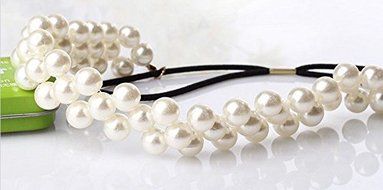 Handmade Bling Inlay Pearl Beaded Headband HairBand Hair Rubber Band Accessories N4