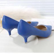 Yaheeda Women's PU Leather Pointed Closed Toe Low Kitten Heel Pumps Work Shoes N9