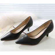 Yaheeda Women's PU Leather Pointed Closed Toe Low Kitten Heel Pumps Work Shoes N12