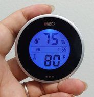MIEO Round Digital Hygrometer Thermometer for Humidor HH654 with Clock N23