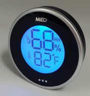 MIEO Round Digital Hygrometer Thermometer for Humidor HH654 with Clock N25