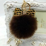 AutumnFall&reg; Fluffy Faux Rabbit Fur Ball Charm Car Keychain Handbag Key Ring (# 14) N21